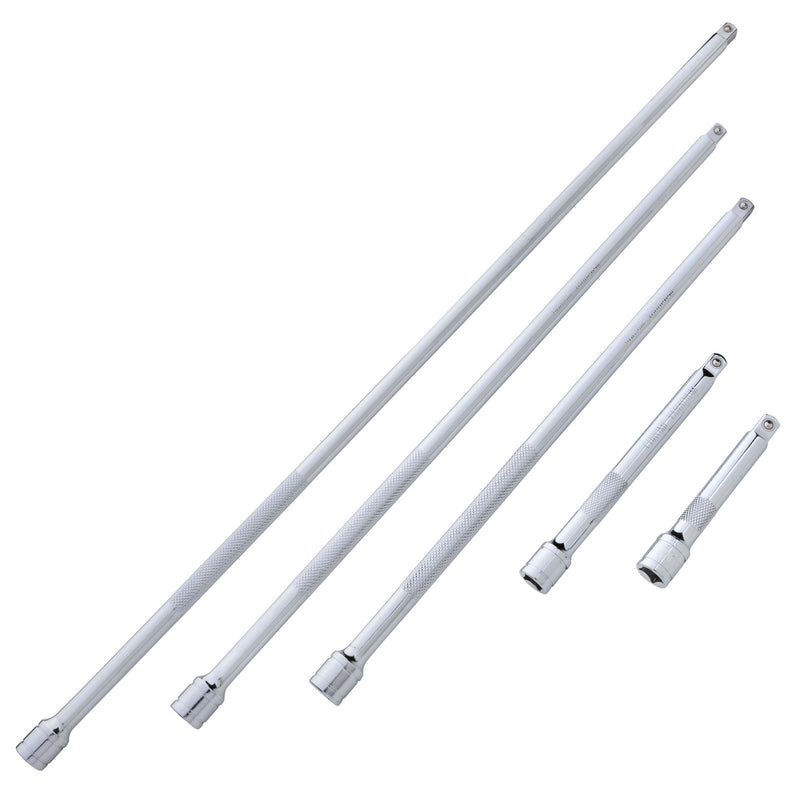 5pc 3/8" Drive Socket & Ratchet Extension Bars Set | Long Reach 100-600mm | Includes EVA Storage Tray
