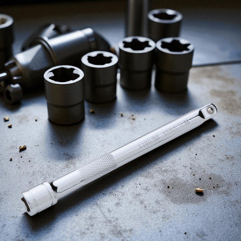 5pc 3/8" Drive Socket & Ratchet Extension Bars Set | Long Reach 100-600mm | Includes EVA Storage Tray