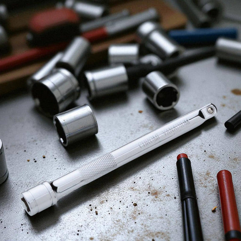 5pc 3/8" Drive Socket & Ratchet Extension Bars Set | Long Reach 100-600mm | Includes EVA Storage Tray