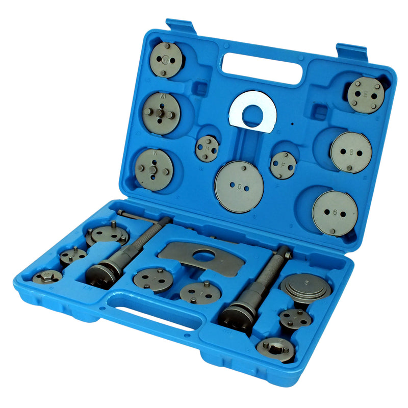 Disc Brake Caliper Wind Back Tool Kit Piston Rewind Universal 21pc Set c/w Case