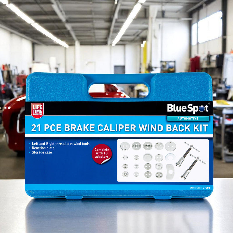 Disc Brake Caliper Wind Back Tool Kit Piston Rewind Universal 21pc Set c/w Case