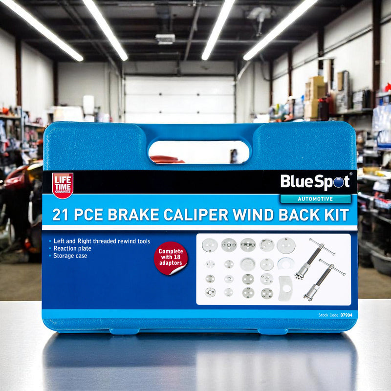 Disc Brake Caliper Wind Back Tool Kit Piston Rewind Universal 21pc Set c/w Case