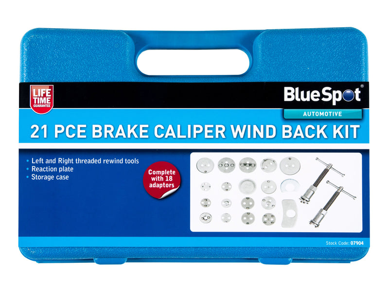 Disc Brake Caliper Wind Back Tool Kit Piston Rewind Universal 21pc Set c/w Case