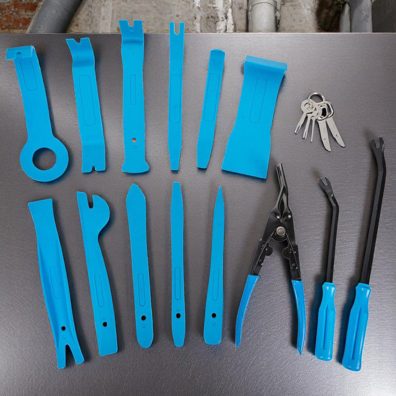 Blue Spot 19 Piece Vehicle Trim Clip Door Panel Upholstery Removal Tools & Audio Key Set with Case