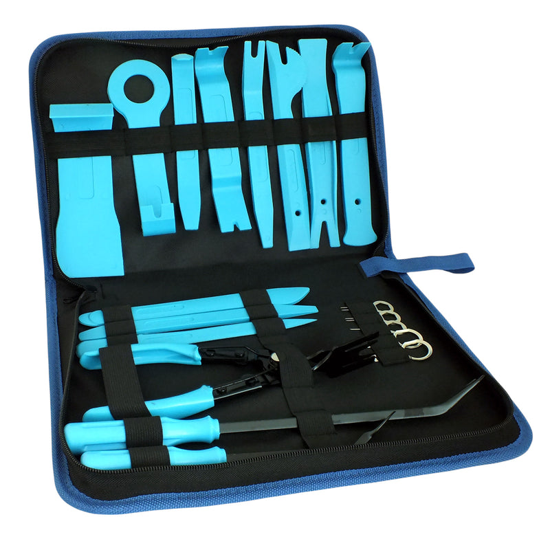 Blue Spot 19 Piece Vehicle Trim Clip Door Panel Upholstery Removal Tools & Audio Key Set with Case