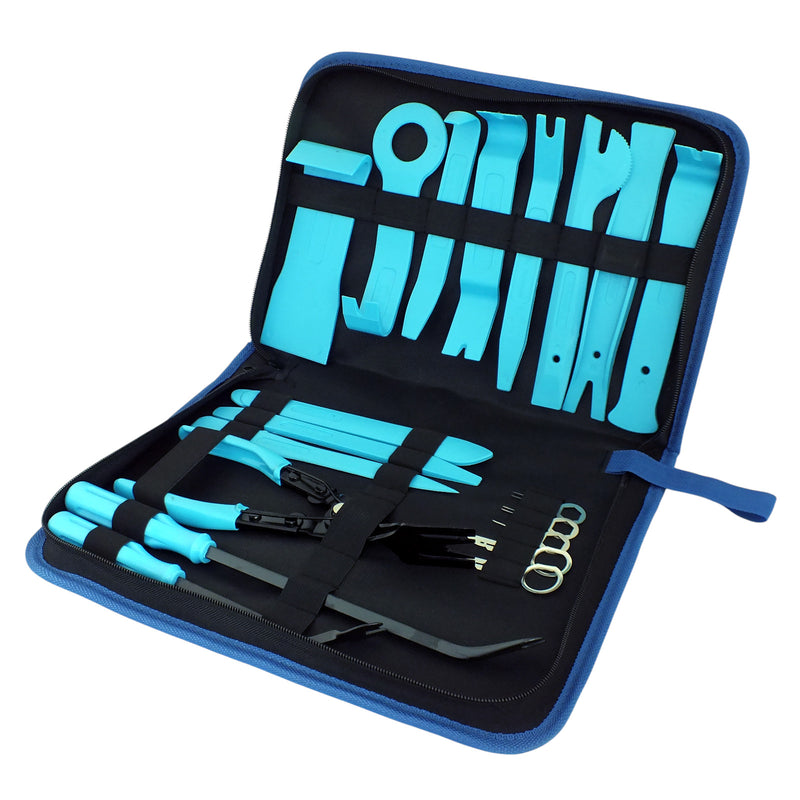 Blue Spot 19 Piece Vehicle Trim Clip Door Panel Upholstery Removal Tools & Audio Key Set with Case