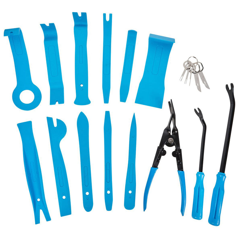 Blue Spot 19 Piece Vehicle Trim Clip Door Panel Upholstery Removal Tools & Audio Key Set with Case