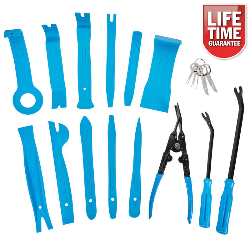 Blue Spot 19 Piece Vehicle Trim Clip Door Panel Upholstery Removal Tools & Audio Key Set with Case