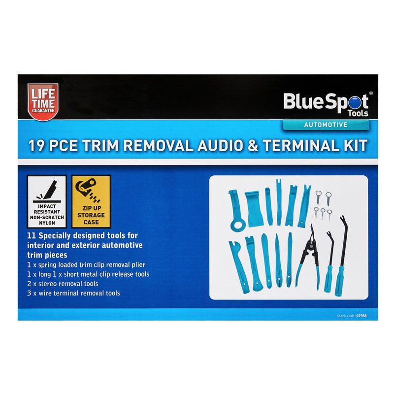 Blue Spot 19 Piece Vehicle Trim Clip Door Panel Upholstery Removal Tools & Audio Key Set with Case