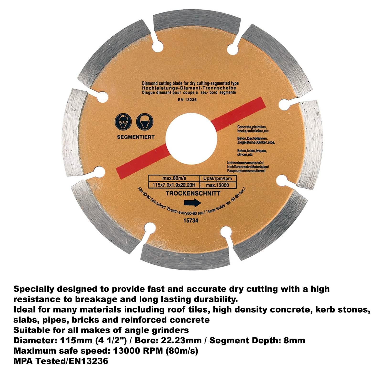 Pack of 3 x 115mm 4.5" Angle Grinder Blades Diamond Discs Masonry Stone Cutting