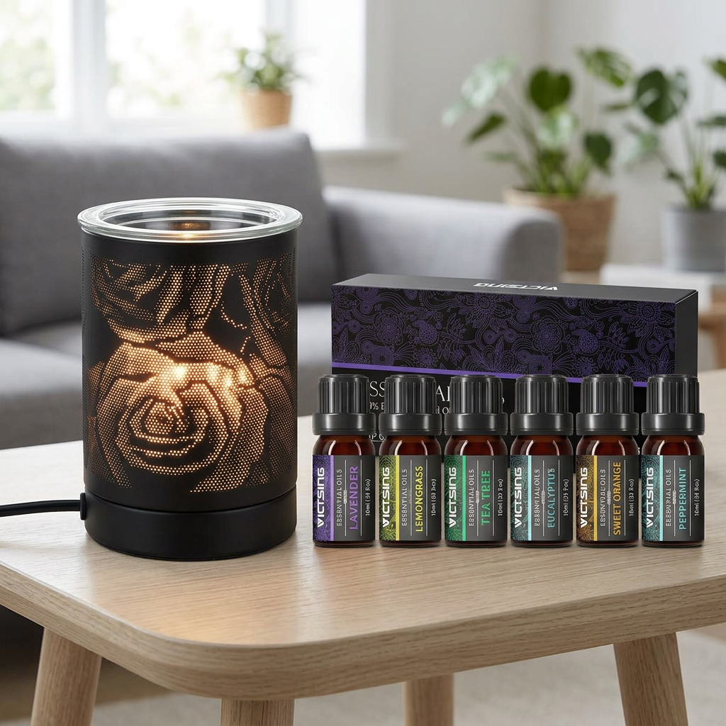 ASL81 electric warmer with VTHM179BA six-bottle essential oil set