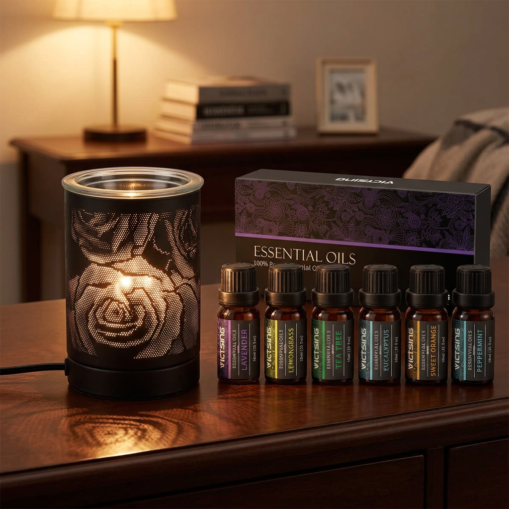 ASL81 electric warmer with VTHM179BA six-bottle essential oil set