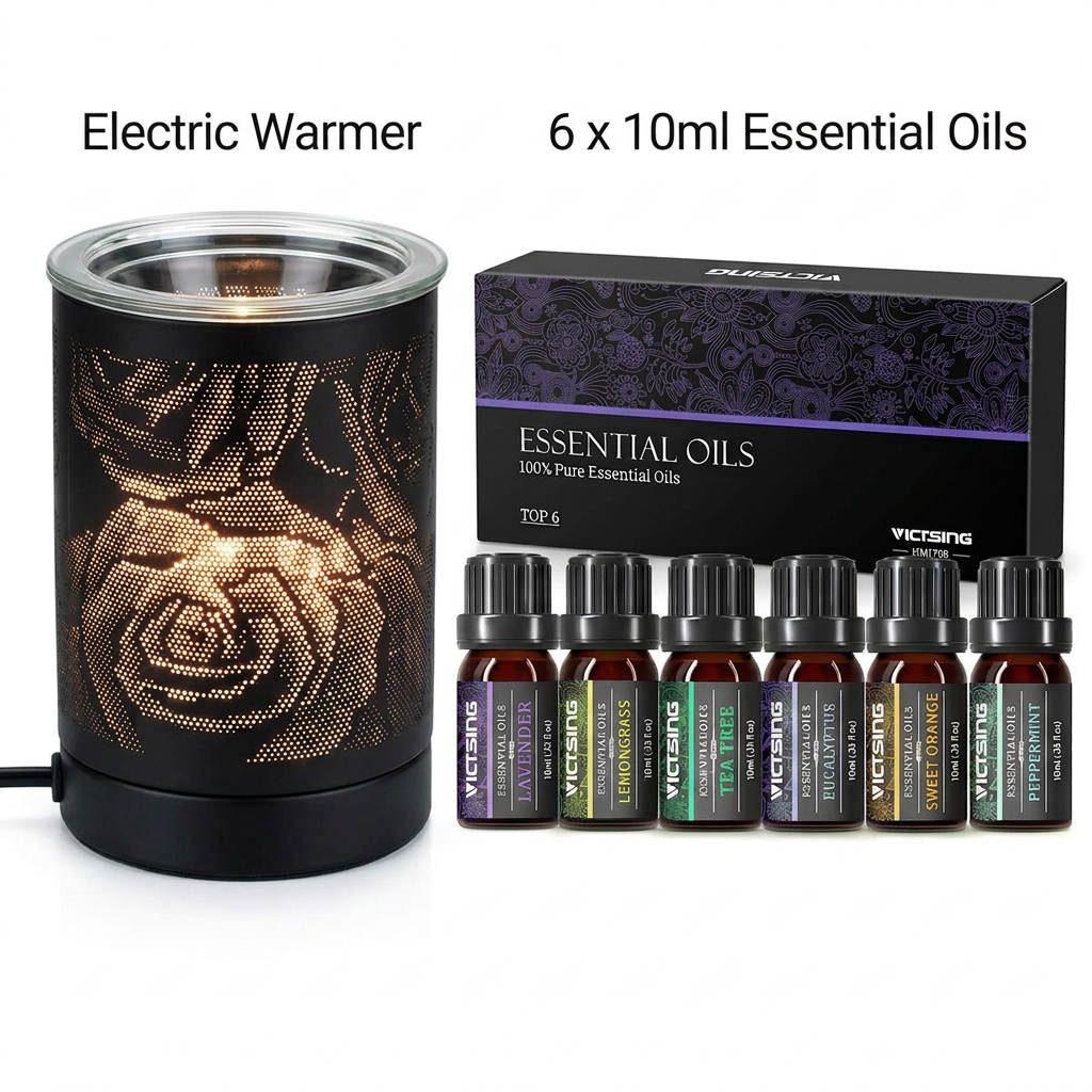 ASL81 electric warmer with VTHM179BA six-bottle essential oil set