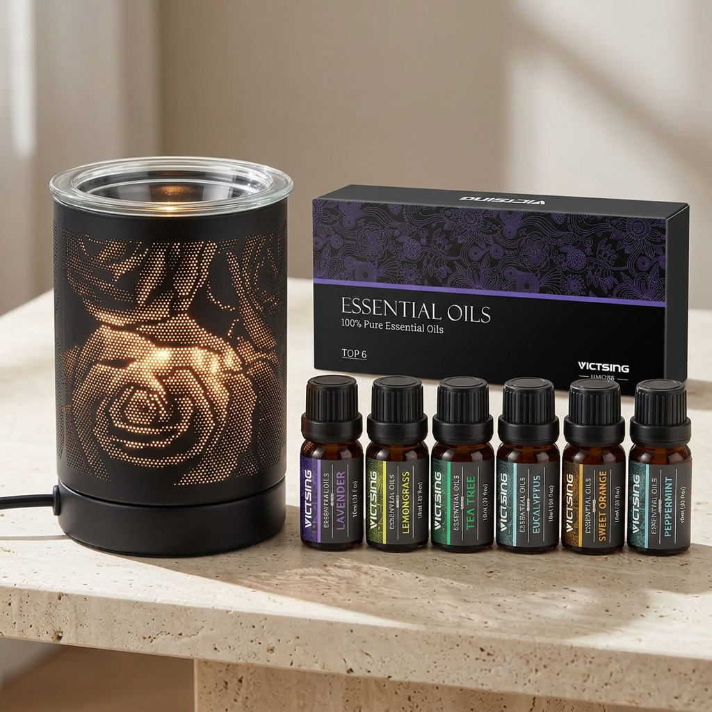 ASL81 electric warmer with VTHM179BA six-bottle essential oil set