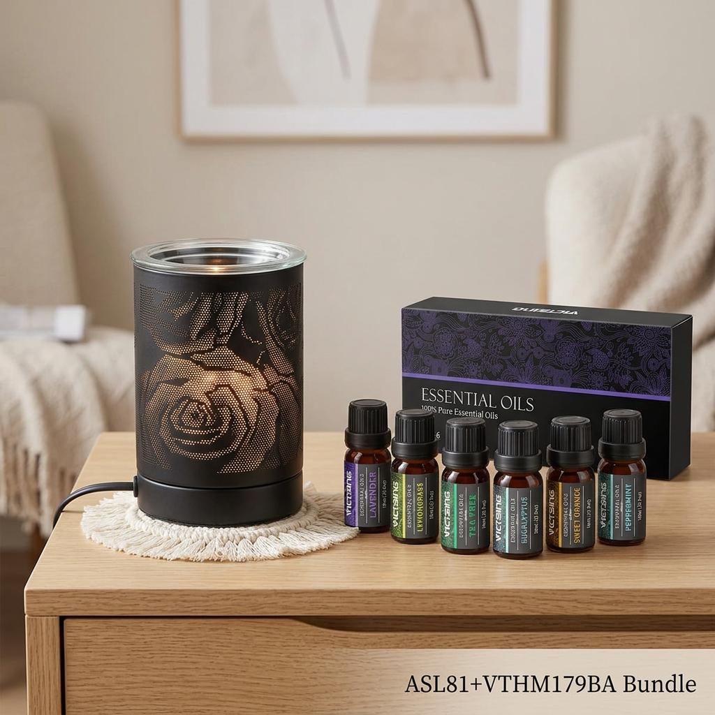 ASL81 electric warmer with VTHM179BA six-bottle essential oil set