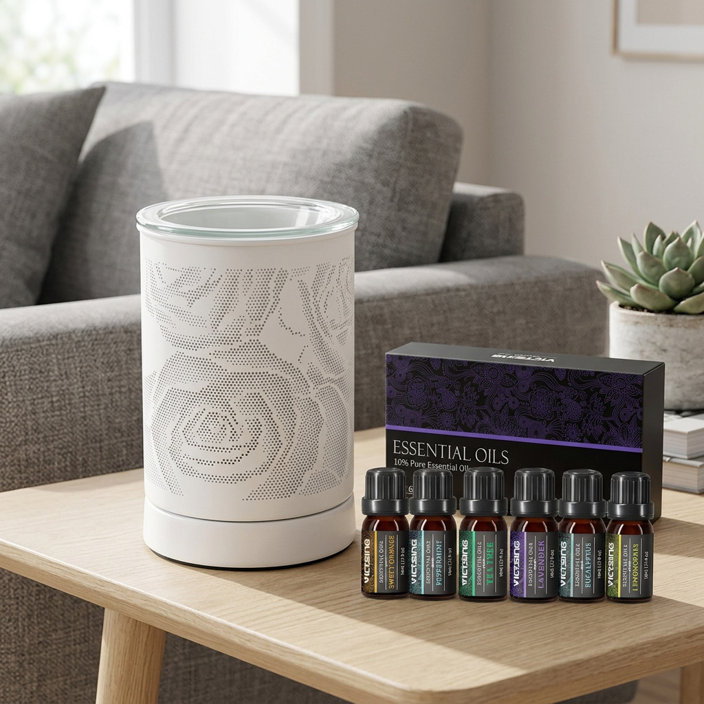ASL82 electric warmer with VTHM179BA six-bottle essential oil set