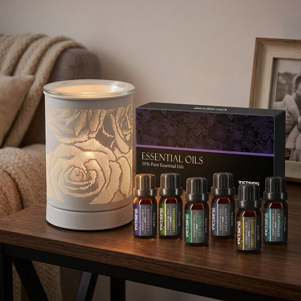 ASL82 electric warmer with VTHM179BA six-bottle essential oil set