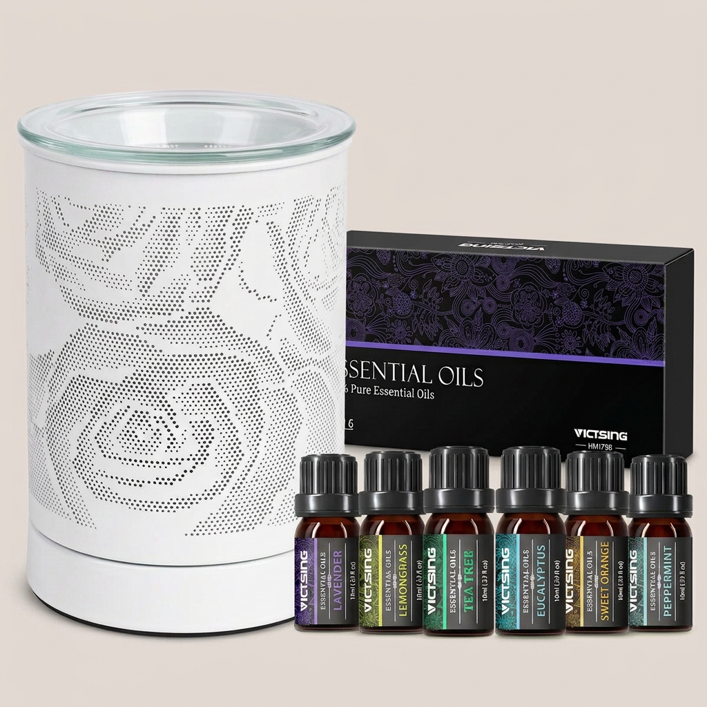 ASL82 electric warmer with VTHM179BA six-bottle essential oil set