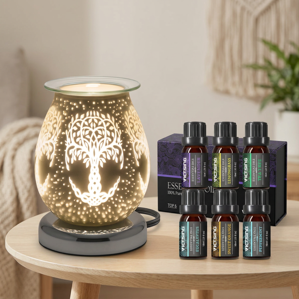 LP48165 electric warmer with VTHM179BA six-bottle essential oil set
