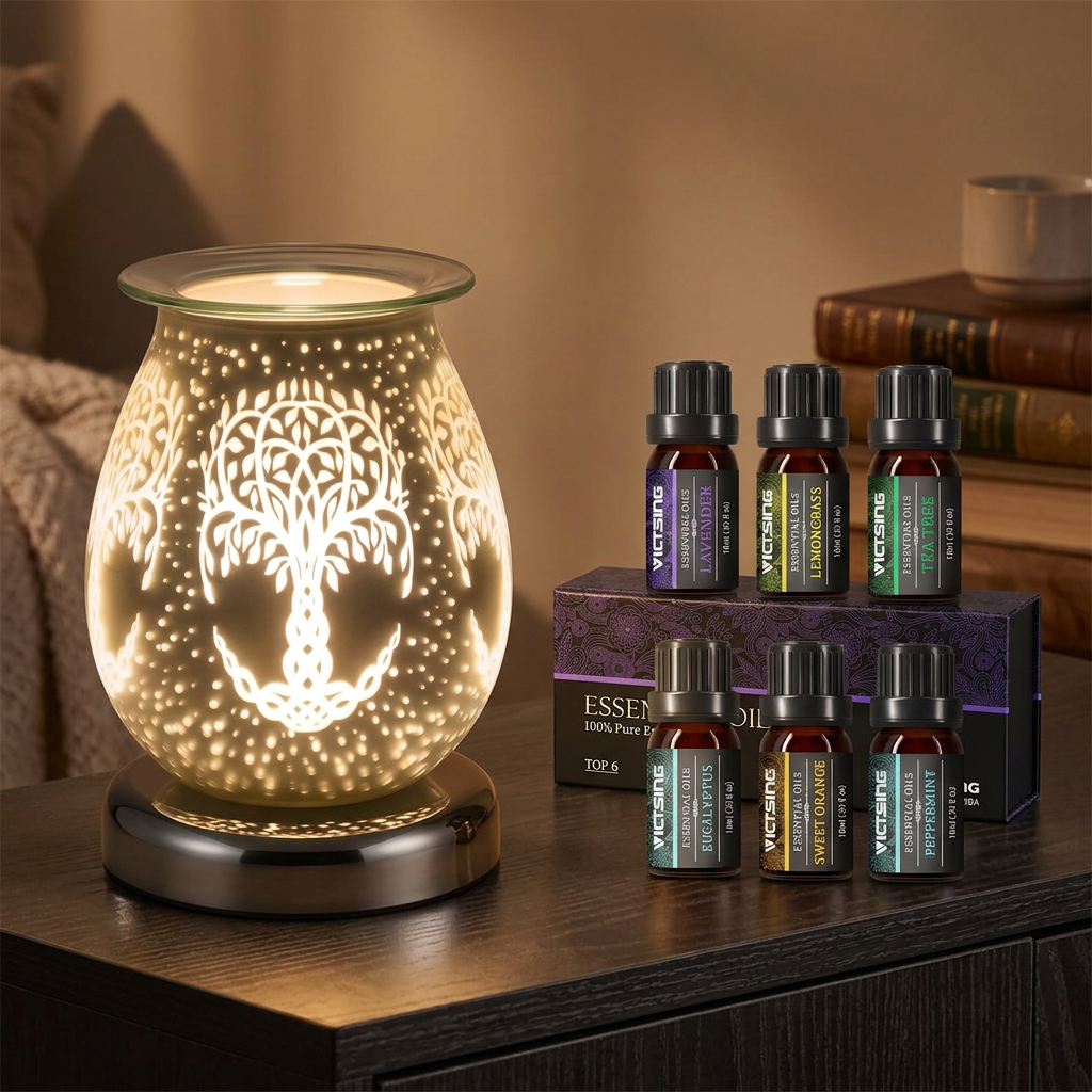 LP48165 electric warmer with VTHM179BA six-bottle essential oil set