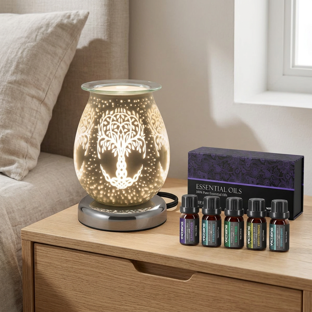 LP48165 electric warmer with VTHM179BA six-bottle essential oil set