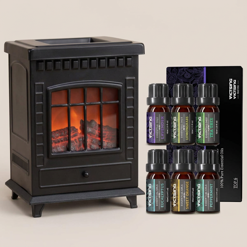 LP76242 electric warmer with VTHM179BA six-bottle essential oil set