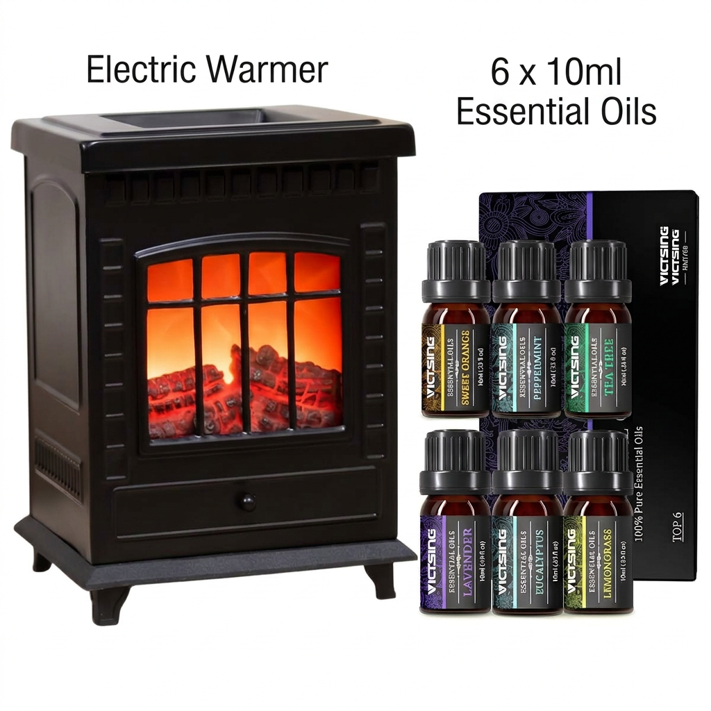 LP76242 electric warmer with VTHM179BA six-bottle essential oil set
