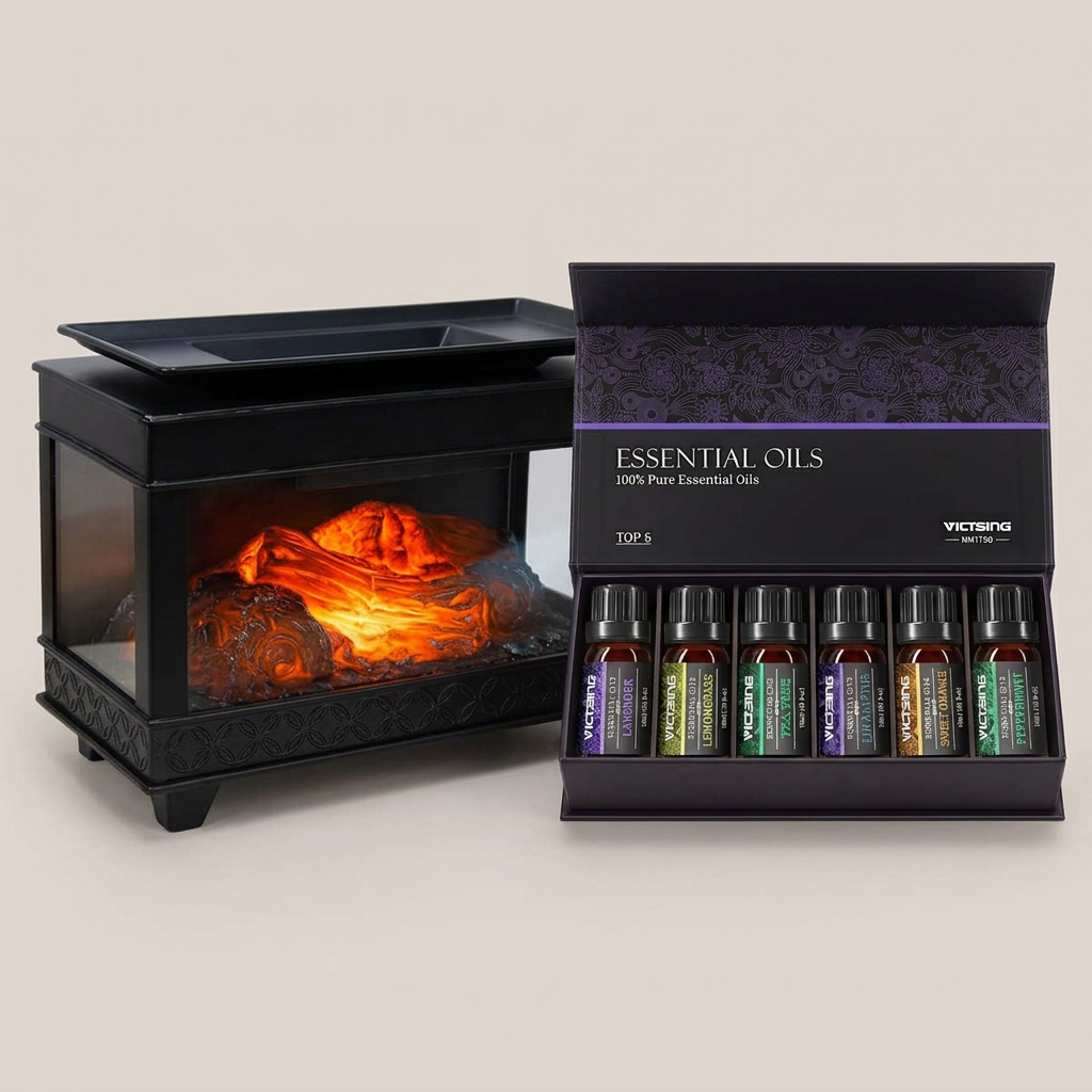 LP76243 electric warmer with VTHM179BA six-bottle essential oil set
