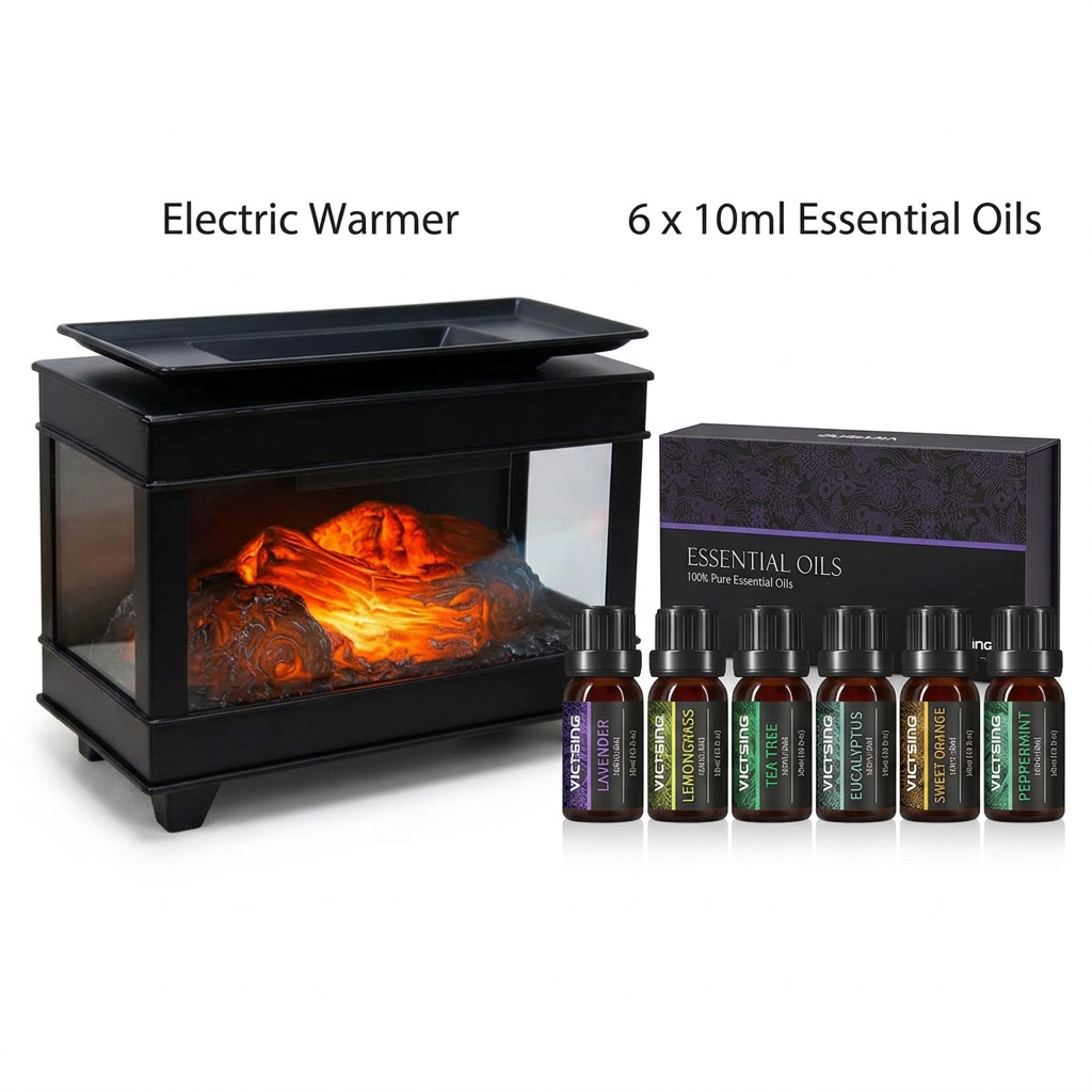 LP76243 electric warmer with VTHM179BA six-bottle essential oil set