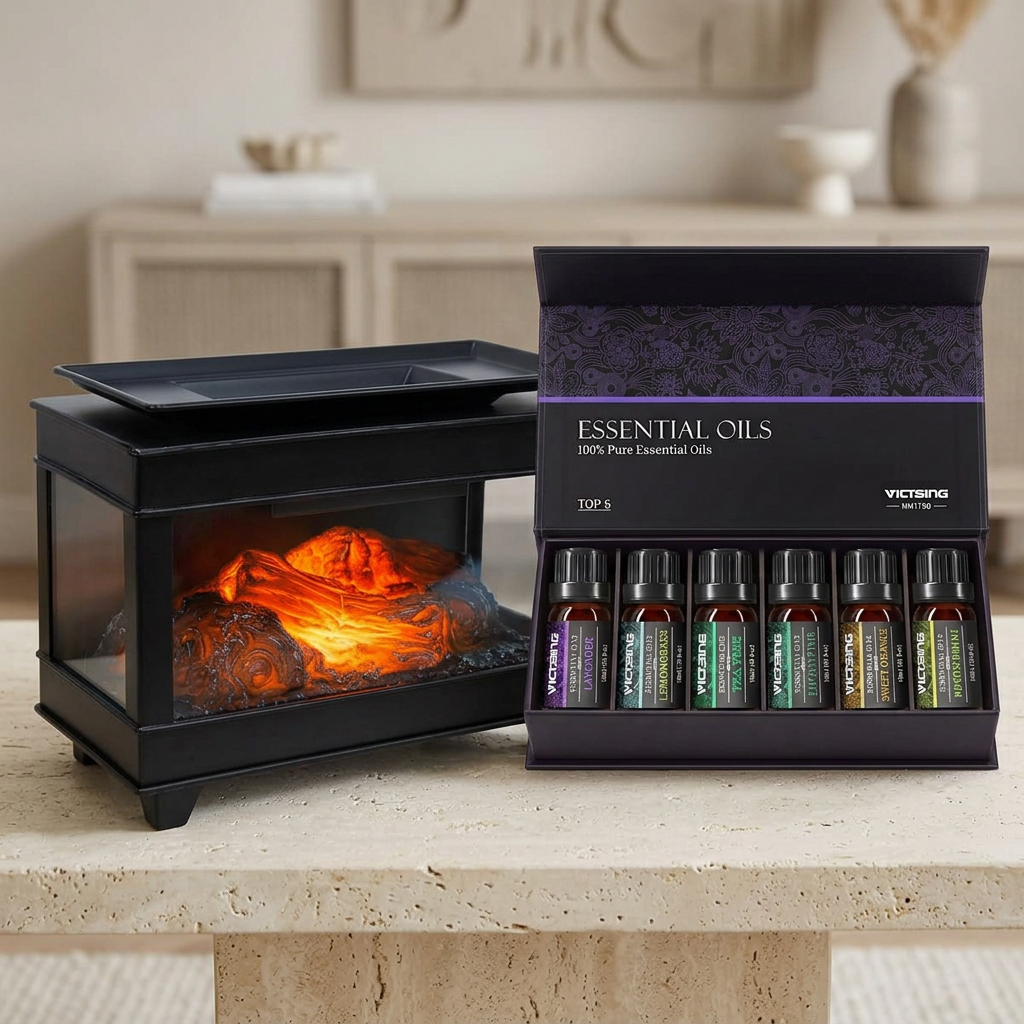 LP76243 electric warmer with VTHM179BA six-bottle essential oil set