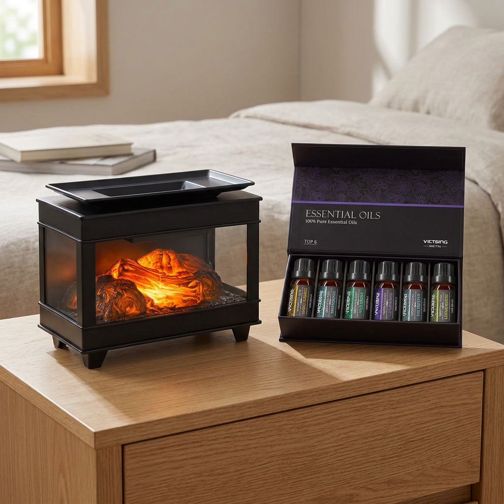 LP76243 electric warmer with VTHM179BA six-bottle essential oil set