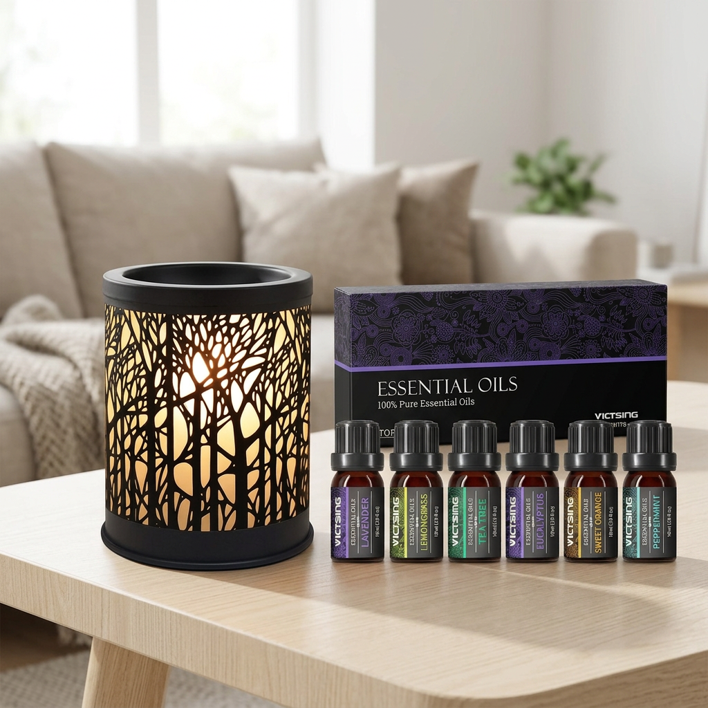 LP76244 electric warmer with VTHM179BA six-bottle essential oil set