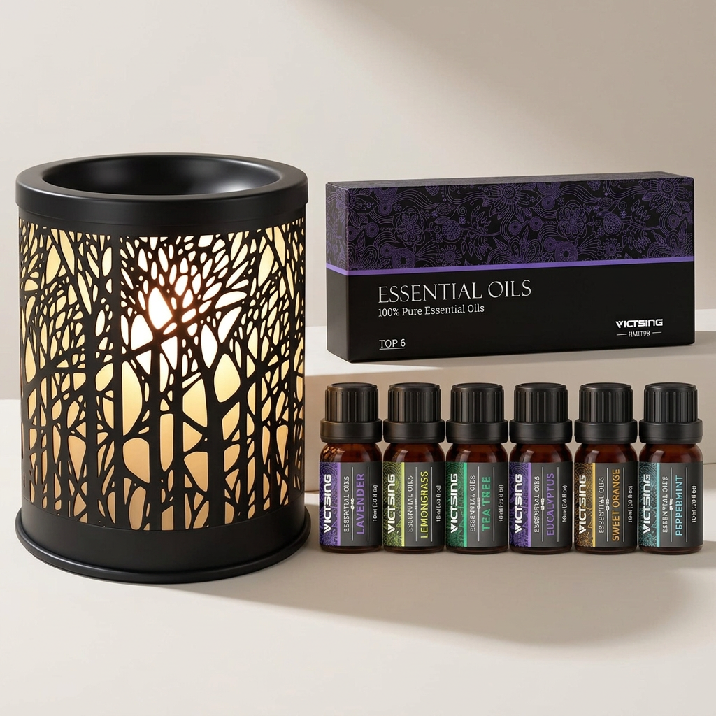 LP76244 electric warmer with VTHM179BA six-bottle essential oil set
