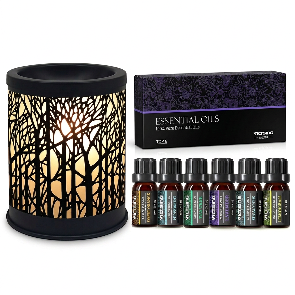 LP76244 electric warmer with VTHM179BA six-bottle essential oil set