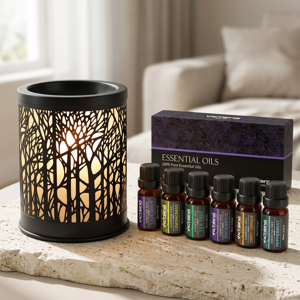 LP76244 electric warmer with VTHM179BA six-bottle essential oil set