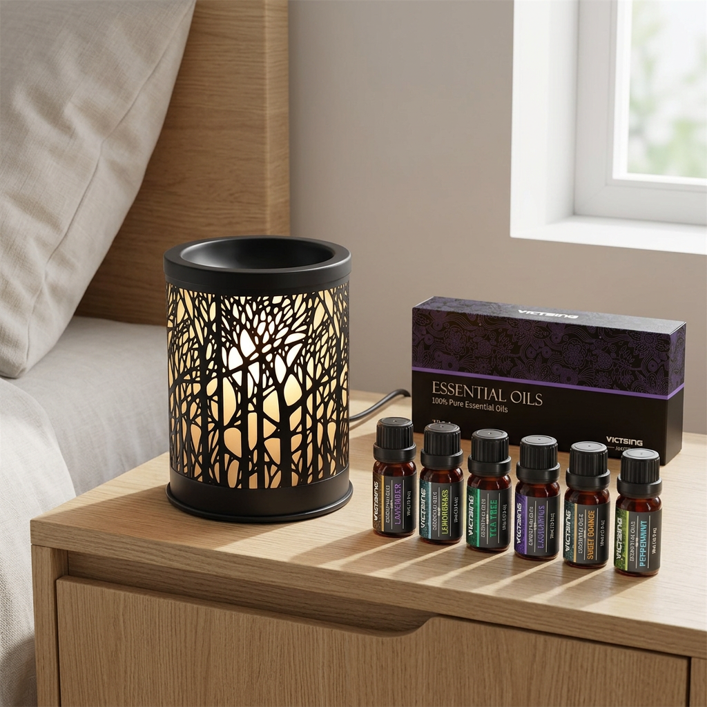 LP76244 electric warmer with VTHM179BA six-bottle essential oil set