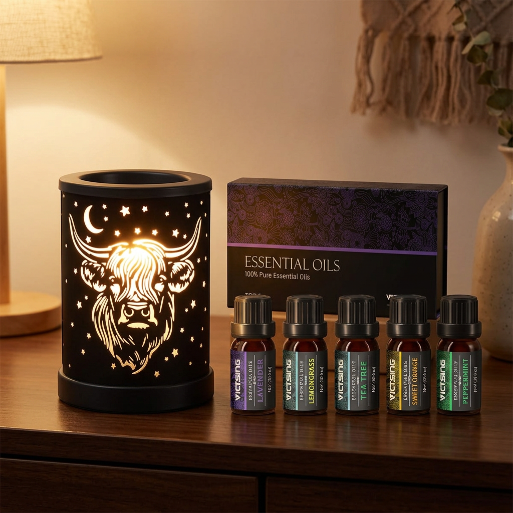 LP76249 electric warmer with VTHM179BA six-bottle essential oil set