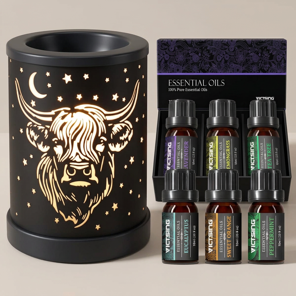 LP76249 electric warmer with VTHM179BA six-bottle essential oil set