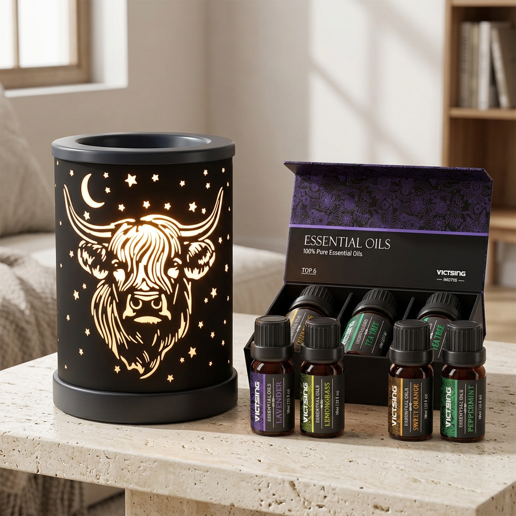 LP76249 electric warmer with VTHM179BA six-bottle essential oil set
