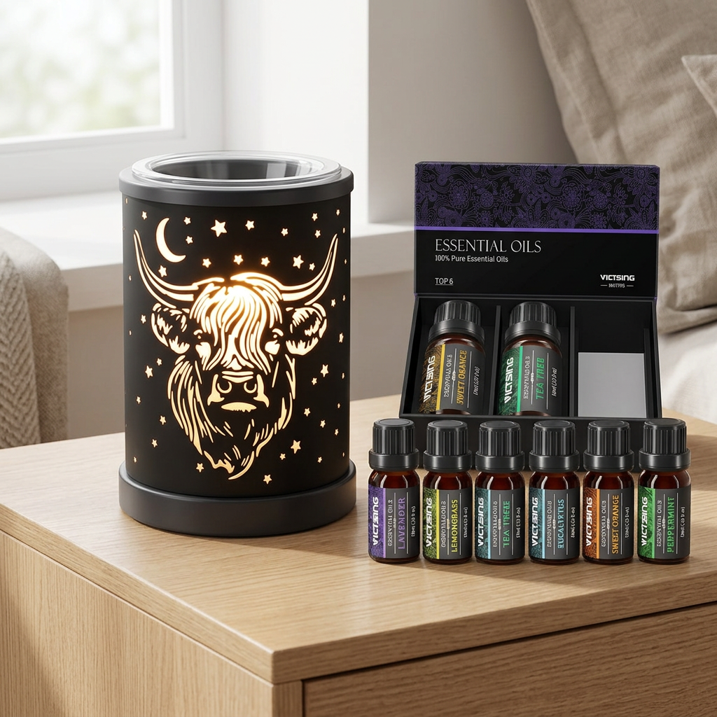 LP76249 electric warmer with VTHM179BA six-bottle essential oil set