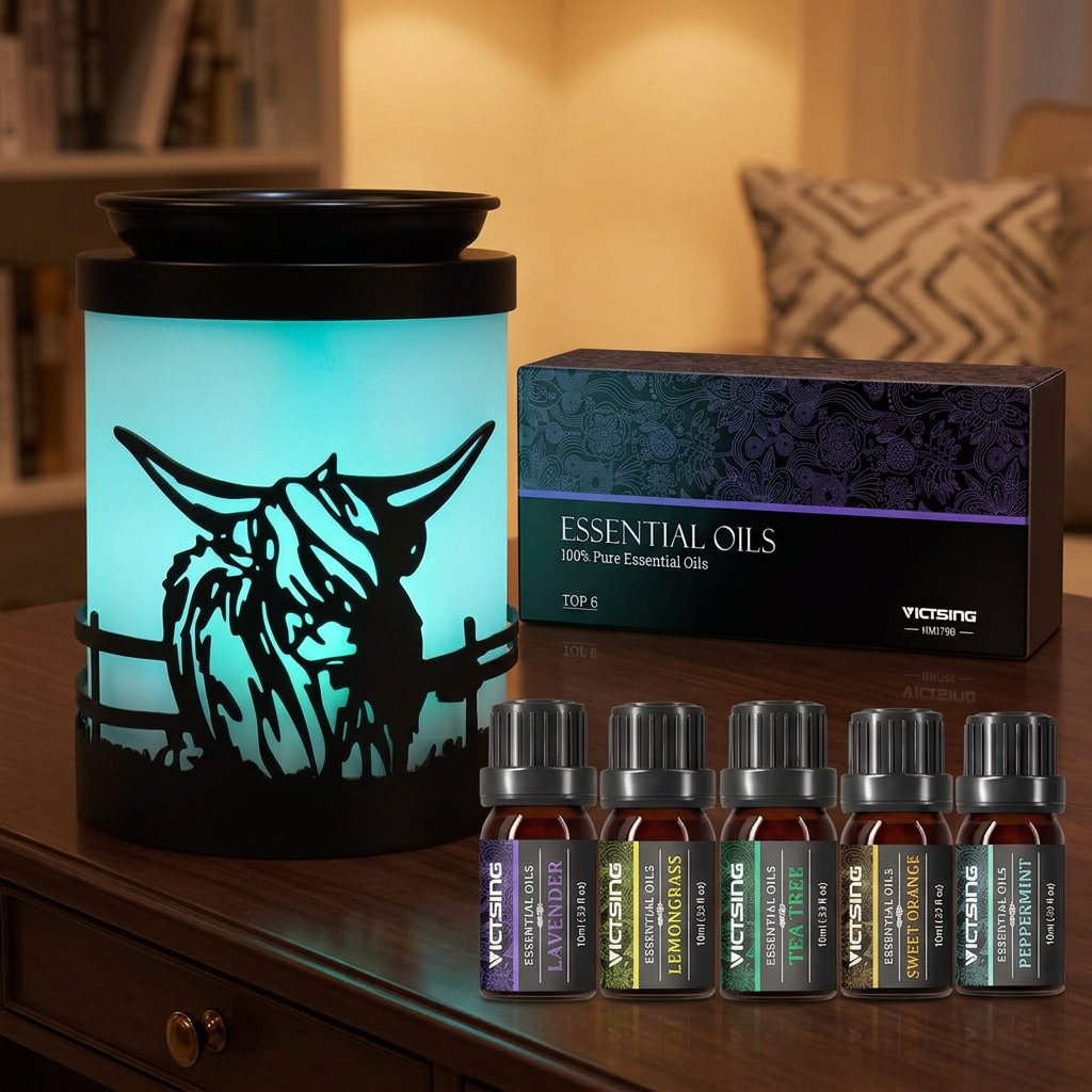 LP76252 electric warmer with VTHM179BA six-bottle essential oil set