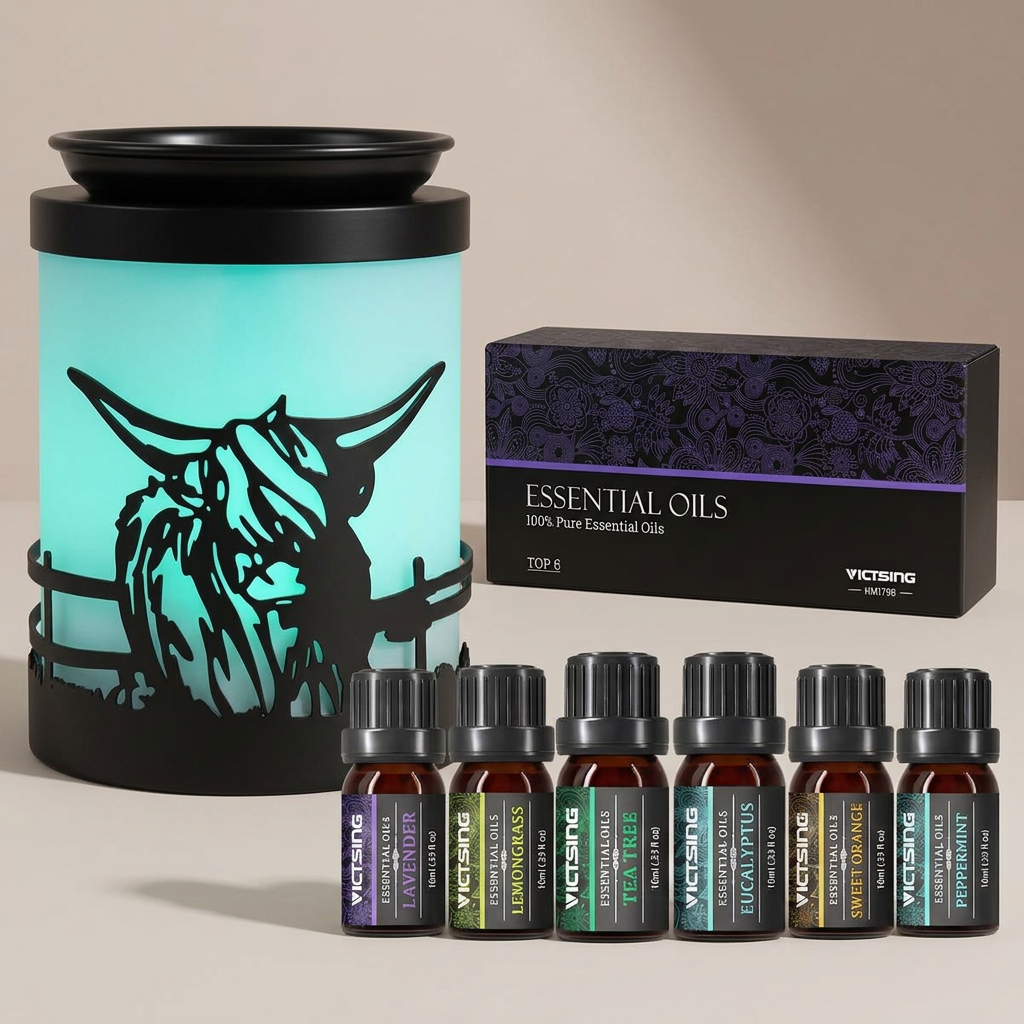 LP76252 electric warmer with VTHM179BA six-bottle essential oil set
