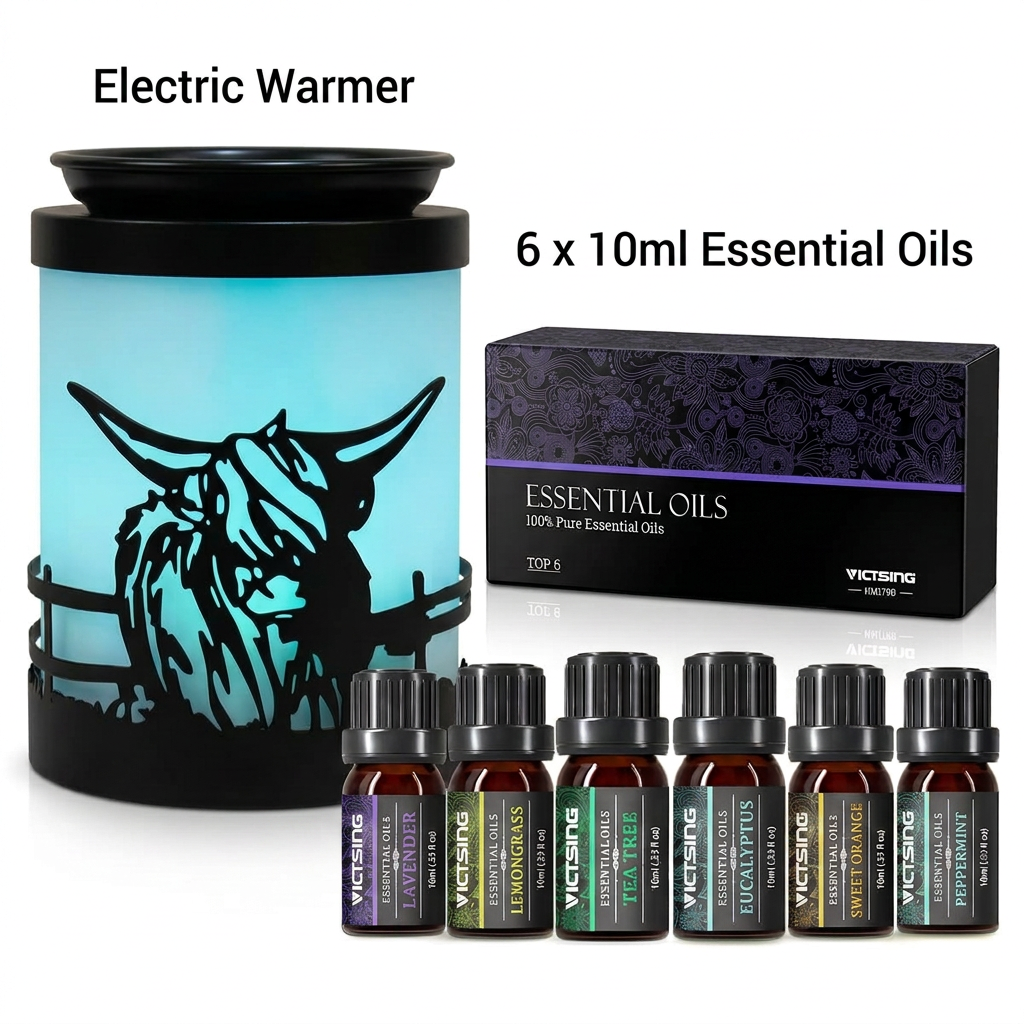 LP76252 electric warmer with VTHM179BA six-bottle essential oil set