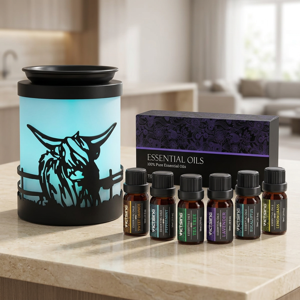 LP76252 electric warmer with VTHM179BA six-bottle essential oil set