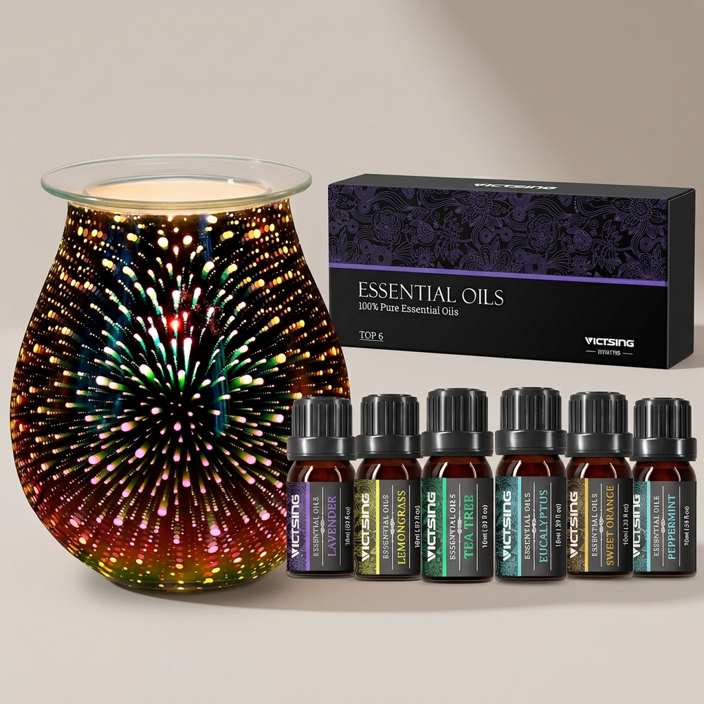 LP76255 electric warmer with VTHM179BA six-bottle essential oil set