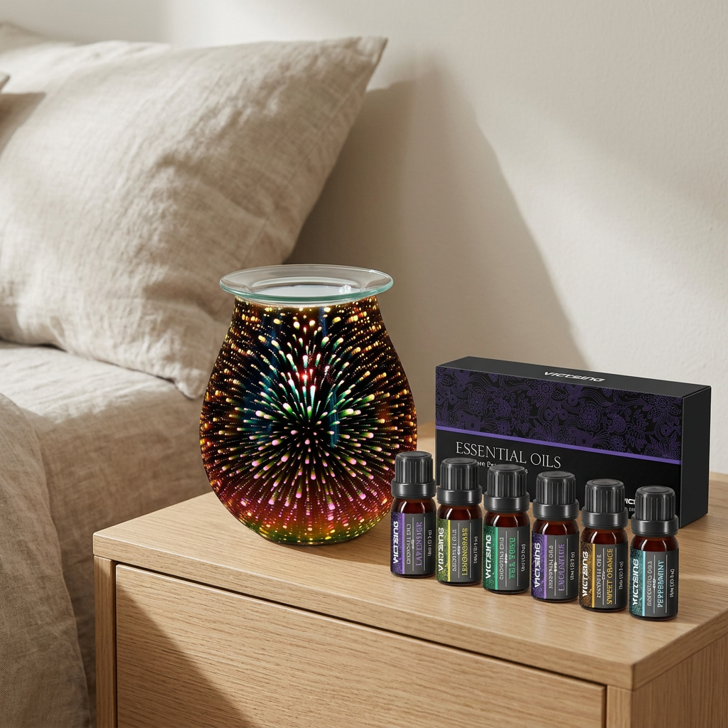 LP76255 electric warmer with VTHM179BA six-bottle essential oil set