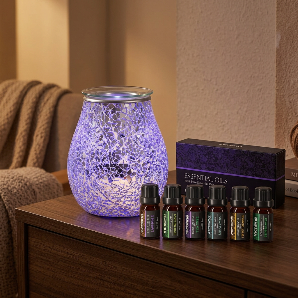 LP76300 electric warmer with VTHM179BA six-bottle essential oil set