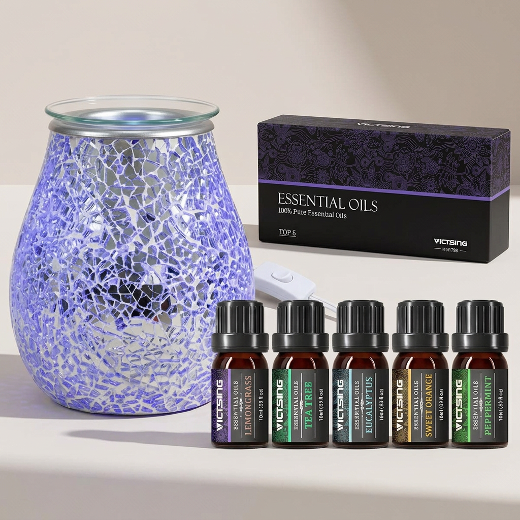 LP76300 electric warmer with VTHM179BA six-bottle essential oil set