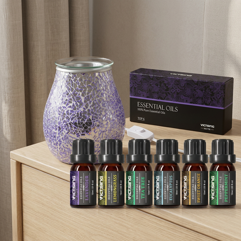 LP76300 electric warmer with VTHM179BA six-bottle essential oil set