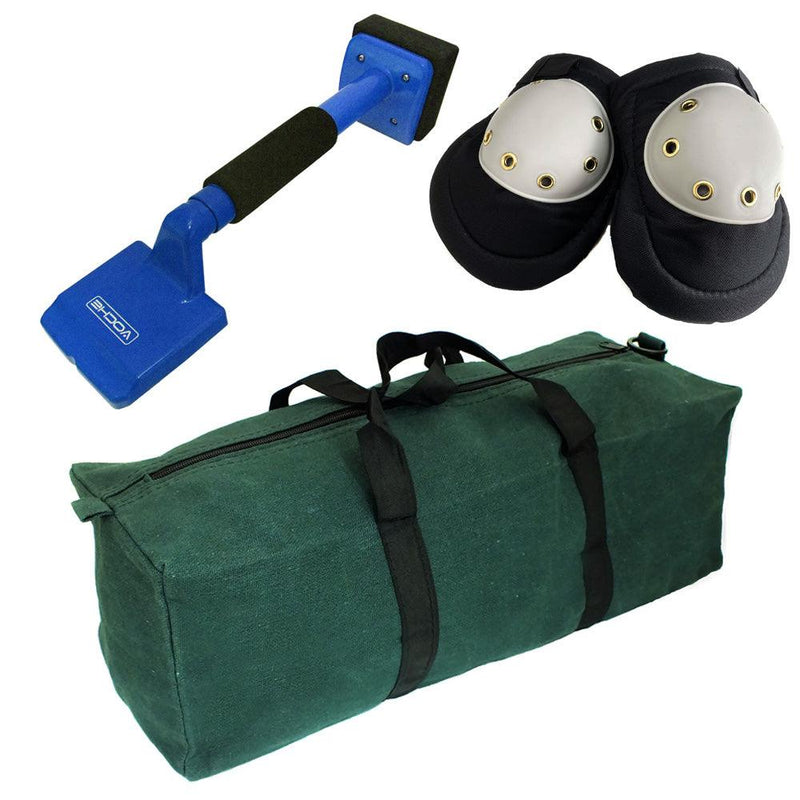 Carpet Stretcher Knee Kicker, Hard Cap Knee Pads & Tool Bag - tooltime.co.uk